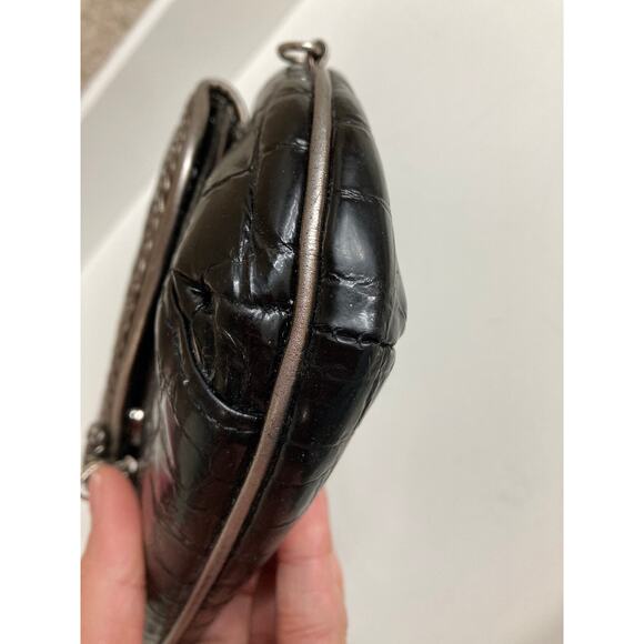 BRIGHTON MINI LEATHER ANIMAL PRINT CROSSBODY METALIC BOW - Picture 4 of 12